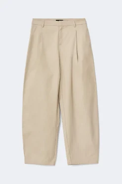 Cotton barrel trousers - Beige - Dame - Gina Tricot
