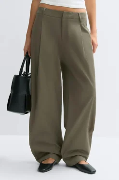 Cotton barrel trousers - Grün - Dame - Gina Tricot
