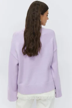 Crew neck knitted sweater - Lila - Dame - Gina Tricot