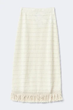 Crochet fringe skirt - Weiß - Dame - Gina Tricot