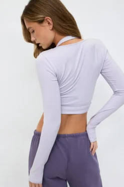 Cropped yoga wrap cardigan - Lila - Dame - Gina Tricot