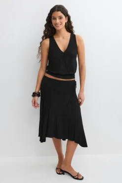Cuff detail top - Schwarz - Dame - Gina Tricot