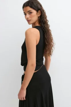 Cuff detail top - Schwarz - Dame - Gina Tricot