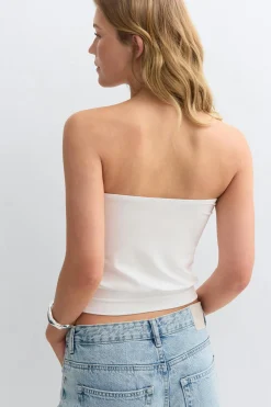 Cuff detail tube top - Weiß - Dame - Gina Tricot