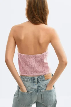 Denim halterneck top - Rosa - Dame - Gina Tricot