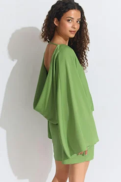 Draped back mini dress - Grün - Dame - Gina Tricot