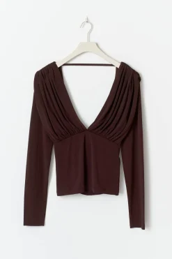 Draped back top - Braun - Dame - Gina Tricot