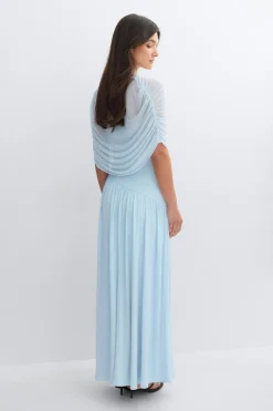 Draped cape maxi dress - Blau - Dame - Gina Tricot