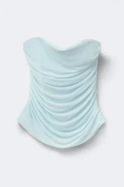 Draped mesh corset - Blau - Dame - Gina Tricot