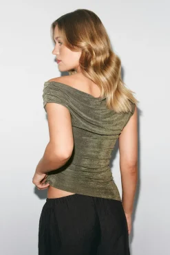 Draped top - Grün - Dame - Gina Tricot