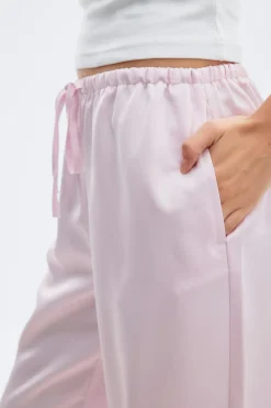Drawstring satin trousers - Rosa - Dame - Gina Tricot