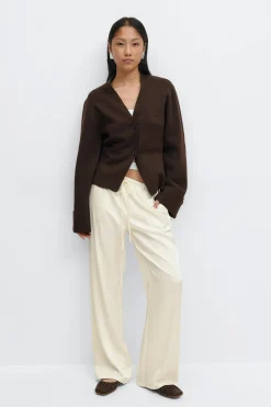 Drawstring satin trousers - Weiß - Dame - Gina Tricot