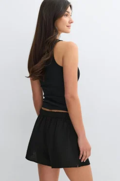 Drawstring shorts - Schwarz - Dame - Gina Tricot