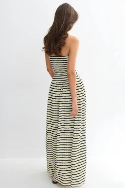 Dropped waist bandeau dress - Schwarz - Dame - Gina Tricot
