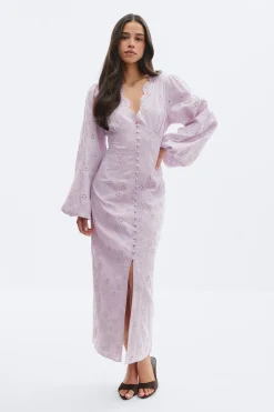 Embroidery dress - Lila - Dame - Gina Tricot