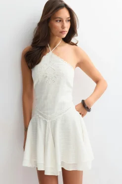Embroidery dress - Weiß - Dame - Gina Tricot