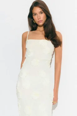 Embroidery maxi dress - Weiß - Dame - Gina Tricot