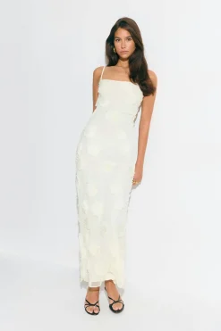 Embroidery maxi dress - Weiß - Dame - Gina Tricot