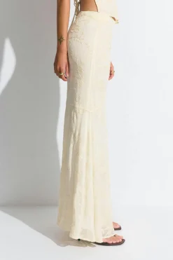 Embroidery maxi skirt - Weiß - Dame - Gina Tricot