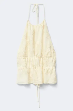 Embroidery open back top - Weiß - Dame - Gina Tricot