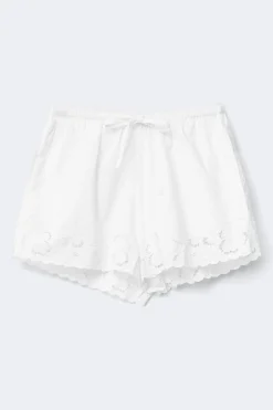 Embroidery poplin shorts - Weiß - Dame - Gina Tricot