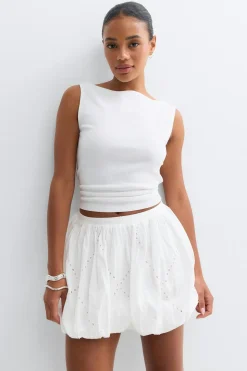 Embroidery skirt - Weiß - Dame - Gina Tricot