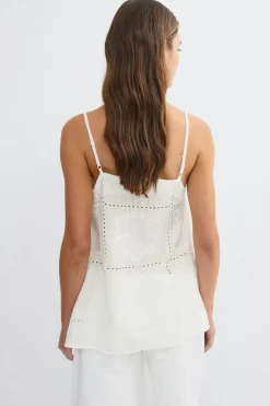 Embroidery top - Weiß - Dame - Gina Tricot
