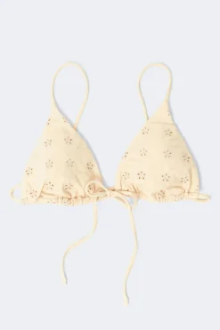 Embroidery triangle bikini top - Gelb - Dame - Gina Tricot