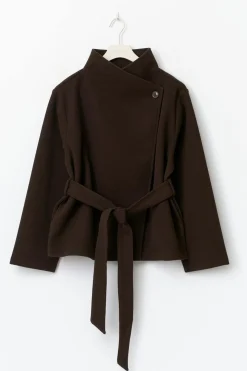 14+ felt wrap jacket - Braun - Gina Tricot