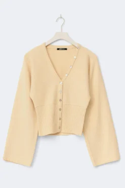 Fitted waist knitted cardigan - Gelb - Dame - Gina Tricot