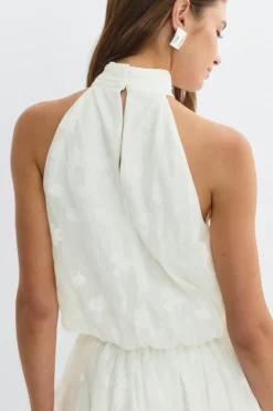 Floral halter neck top - Weiß - Dame - Gina Tricot