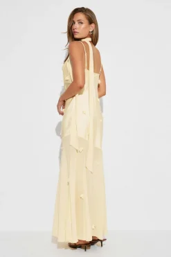 Floral maxi cowlneck dress - Gelb - Dame - Gina Tricot