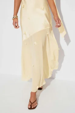 Floral maxi cowlneck dress - Gelb - Dame - Gina Tricot