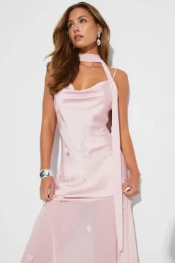 Floral maxi cowlneck dress - Rosa - Dame - Gina Tricot