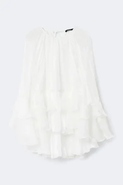 Flowy frill mini dress - Weiß - Dame - Gina Tricot