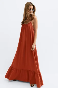 Flowy maxi dress - Rot - Dame - Gina Tricot