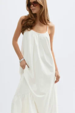 Flowy maxi dress - Weiß - Dame - Gina Tricot