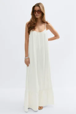 Flowy maxi dress - Weiß - Dame - Gina Tricot