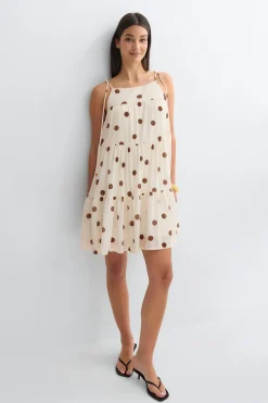 Flowy strap detail dress - Beige - Dame - Gina Tricot