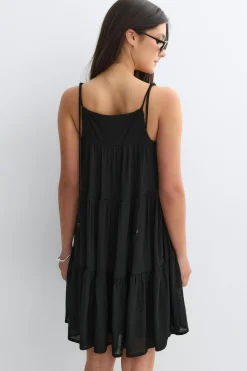 Flowy strap detail dress - Schwarz - Dame - Gina Tricot