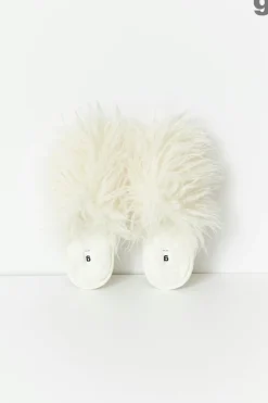 Fluffy faux fur slipper - Weiß - Dame - Gina Tricot