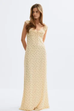 Frill maxi dress - Gelb - Dame - Gina Tricot