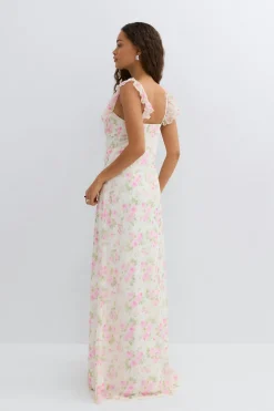 Frill maxi dress - Weiß - Dame - Gina Tricot