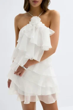 Frill mini dress - Weiß - Dame - Gina Tricot