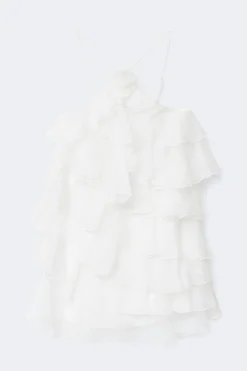 Frill mini dress - Weiß - Dame - Gina Tricot