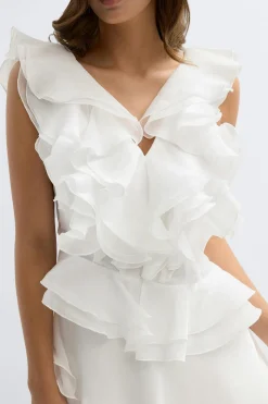 Frill mini dress - Weiß - Dame - Gina Tricot
