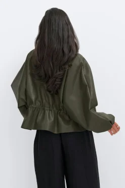 Frill pu jacket - Grün - Dame - Gina Tricot