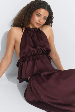 Frill top - Braun - Dame - Gina Tricot