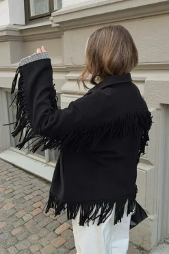 Fringe jacket - Schwarz - Dame - Gina Tricot