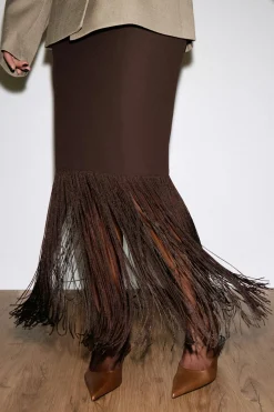 Fringe skirt - Braun - Dame - Gina Tricot